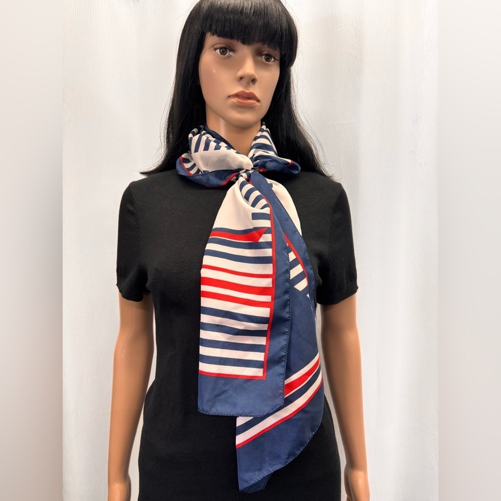 Karina Striped Navy and Red Scarf